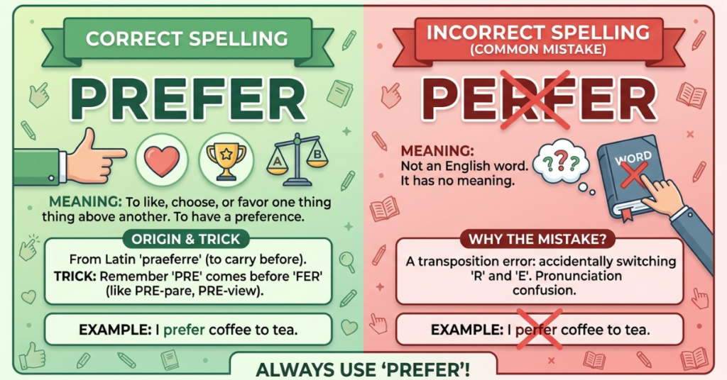 Prefer or Perfer: Correct Spelling & Meaning
